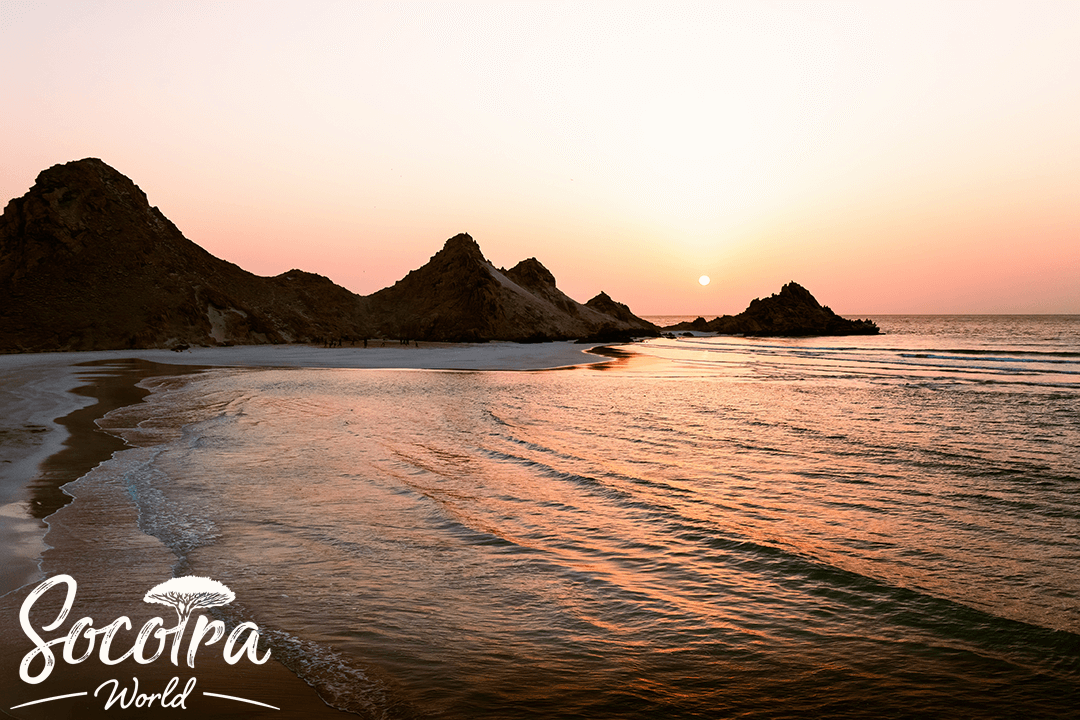 The sunset from Detwah Reserve, the most beautiful place on Socotra Island to watch the sunset.